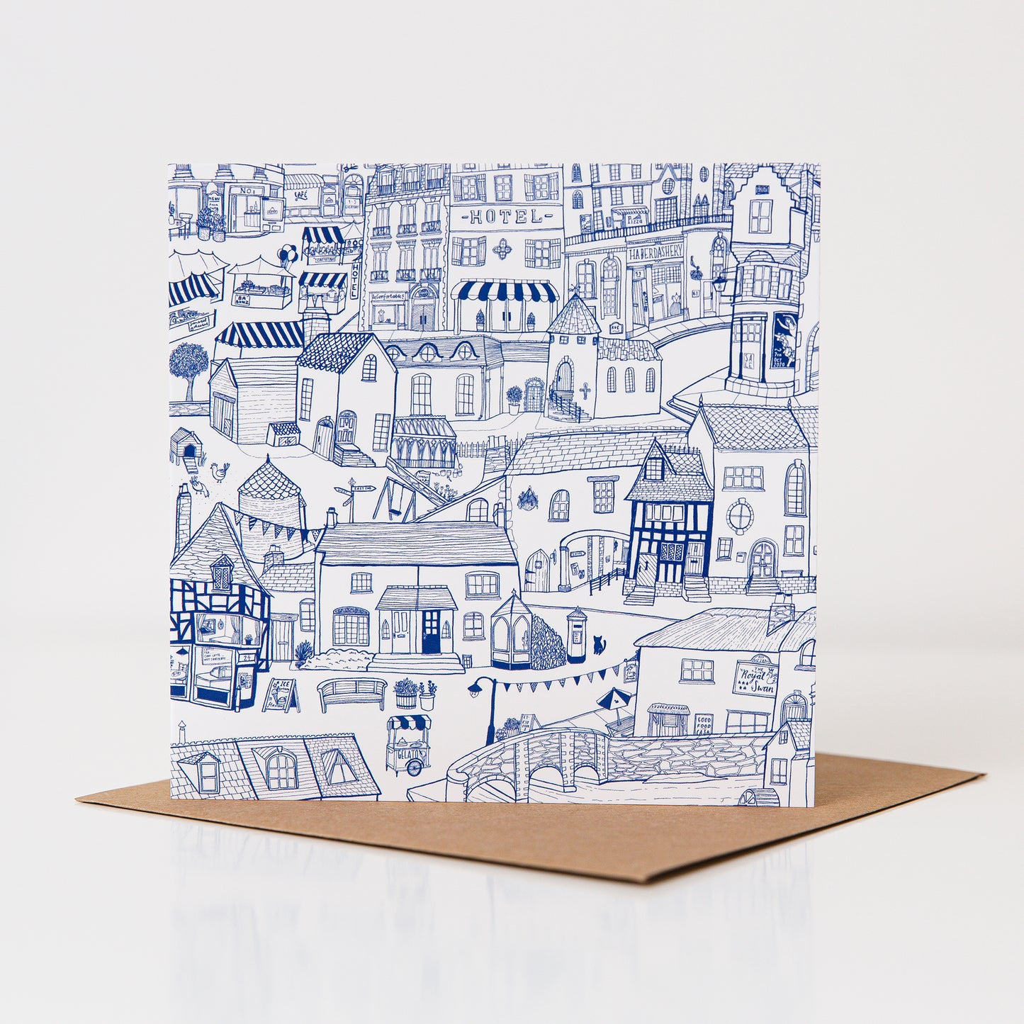 "This charming blue town" Greetings Card